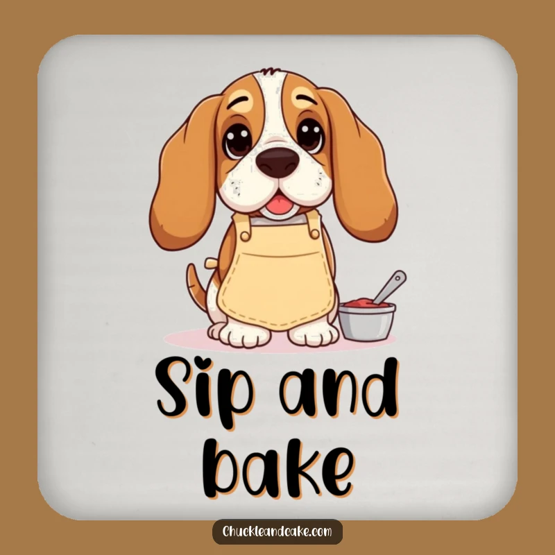 Funny Basset Hound Coaster Set: Droopy-Eared Baker - Humorous Table Protection Gift