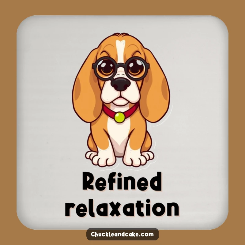 Funny Basset Hound Coaster Set: Regal Monocle Dog - Humorous Table Protection