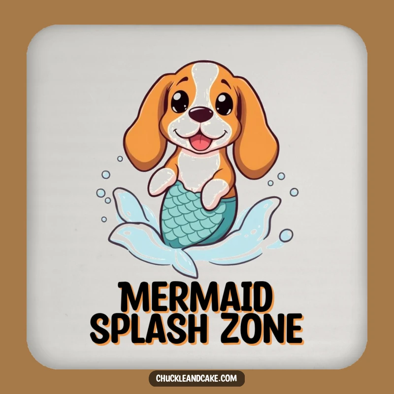 Funny Basset Hound Mermaid Coaster Set - Whimsical Ocean Drink Gift