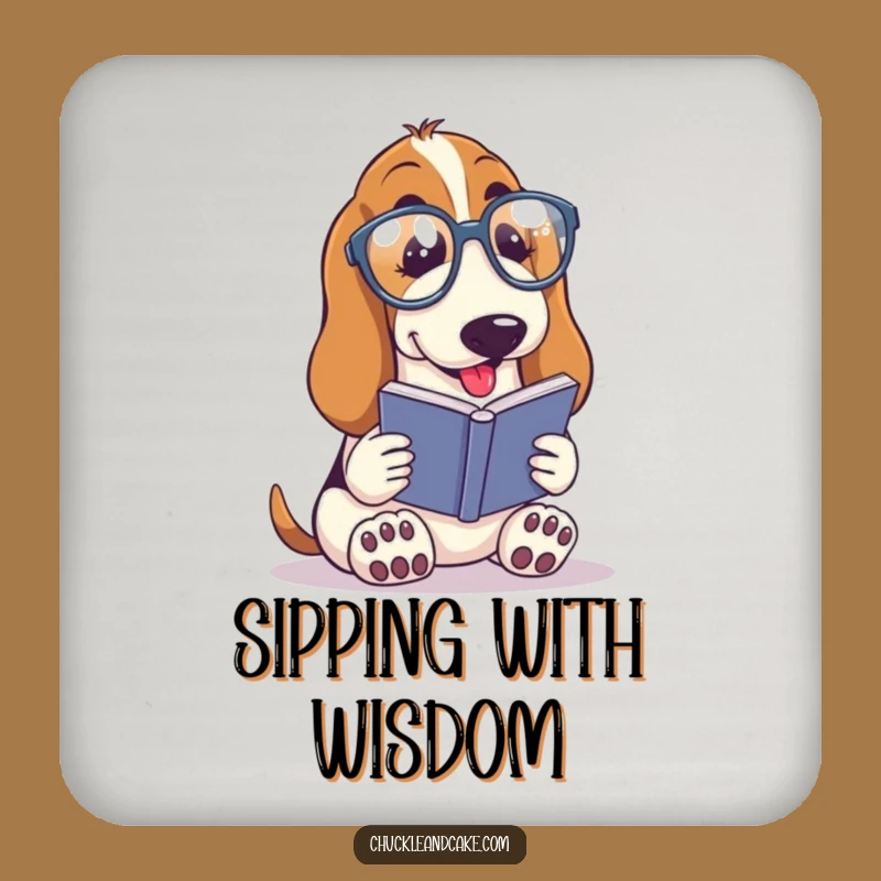 Funny Basset Hound Reader Coasters - Spectacles & Book Protection, Unique Funny Gift