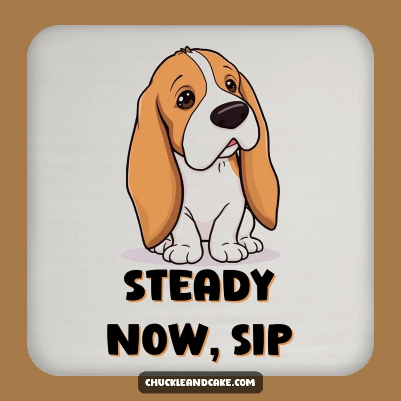 Funny Basset Hound Tripping Coasters - Droopy Ears Mishap Protection, Unique Funny Gift