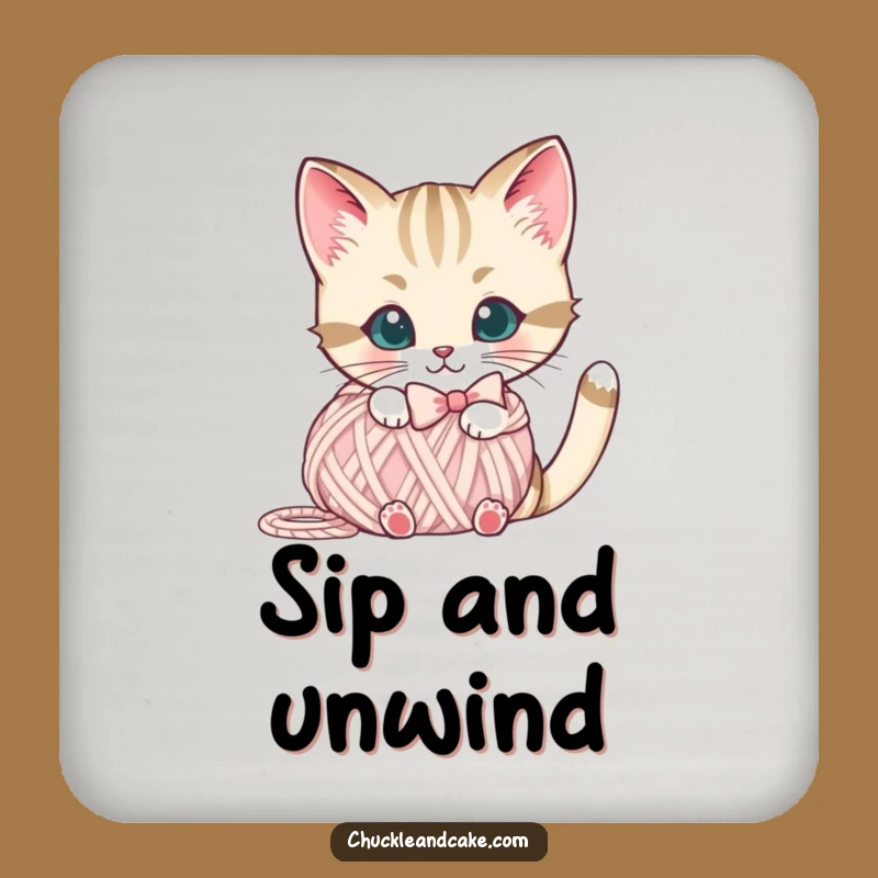 Funny Bobtail Cat Yarn Coaster Set: Protect Surfaces With Feline Charm