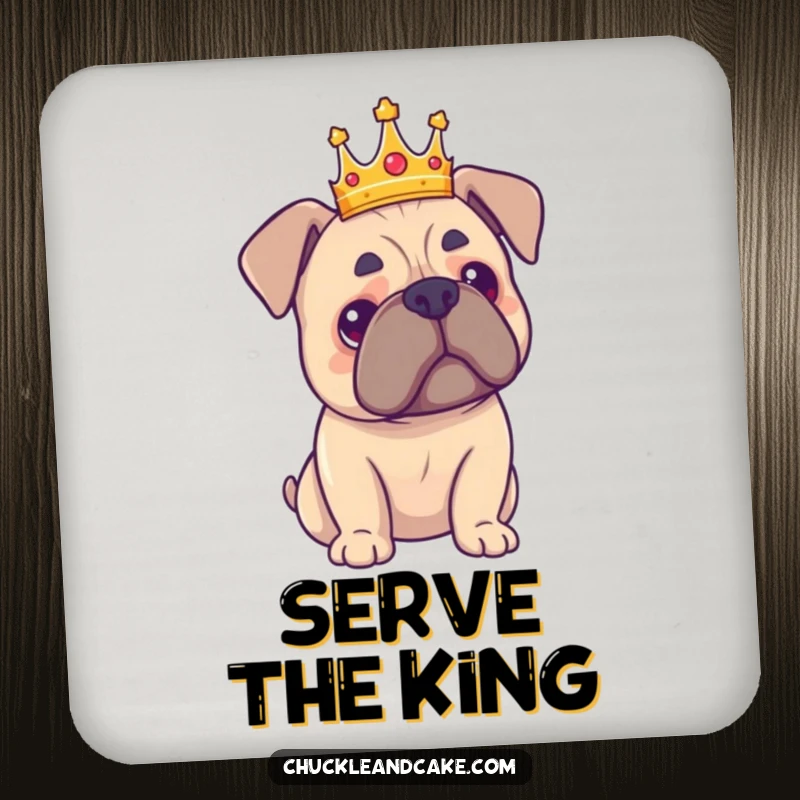 Funny Bullmastiff crown coaster featuring a proud dog, protecting tables with regal humor and canine charm.