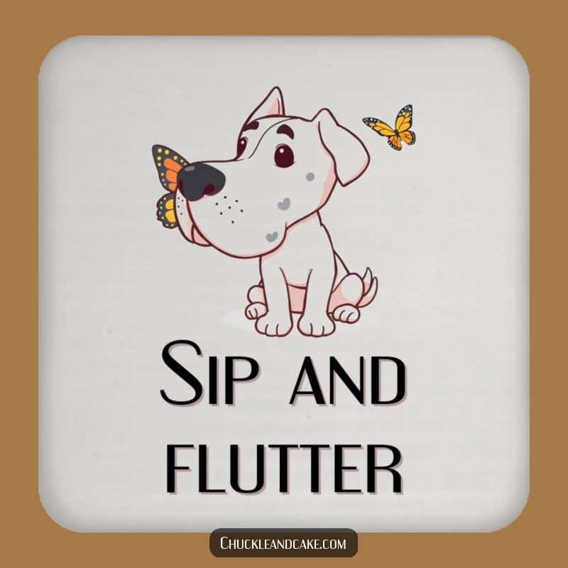Funny Grand Dane Butterfly Curiosity Coaster: Protect Surfaces with Gentle Humor