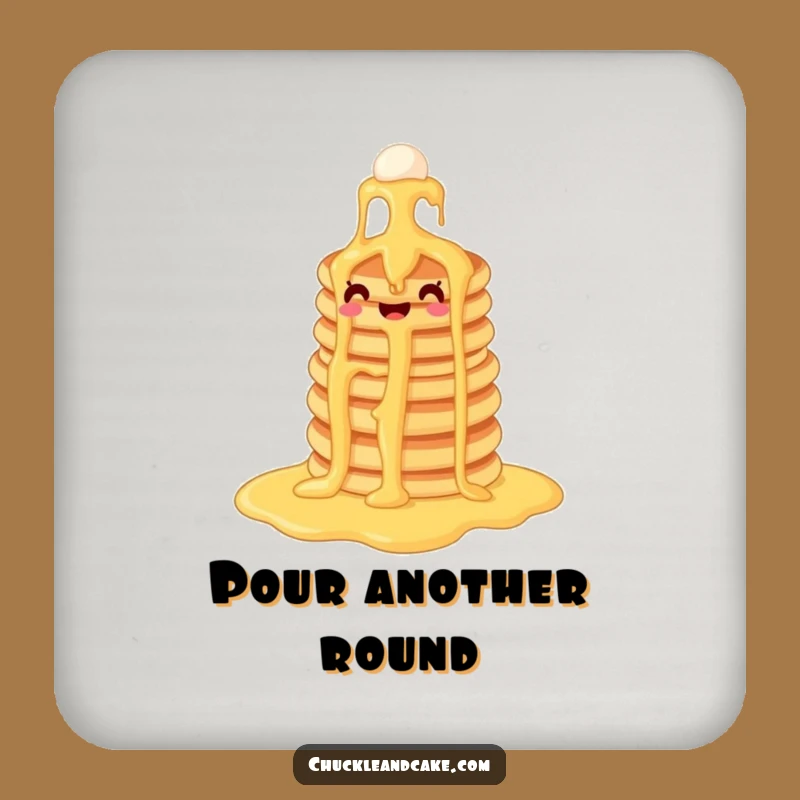 Funny Pancake Syrup Waterfall Drink Coaster: Protect Surfaces with Breakfast Style