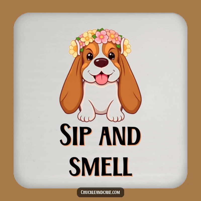 Funny Floral Basset Hound Coaster Set - Protect Surfaces with Whimsy