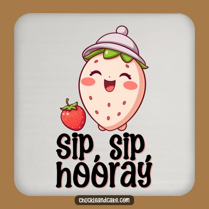 Funny Strawberry Hat Drink Coaster: Protect Surfaces with Fruity Style