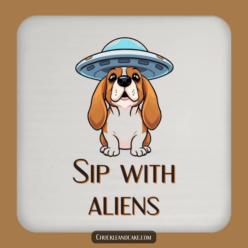 Funny Basset Hound UFO Coaster: Alien Table Protector, Perfect Funny Gift