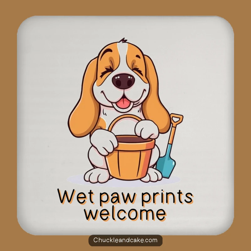 Funny Basset Hound Winking Coaster Set - Beach Dog Drink Protection Gift