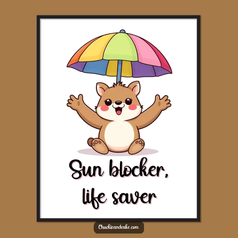 Funny Animal Umbrella Poster - Hilarious Beach Decor!
