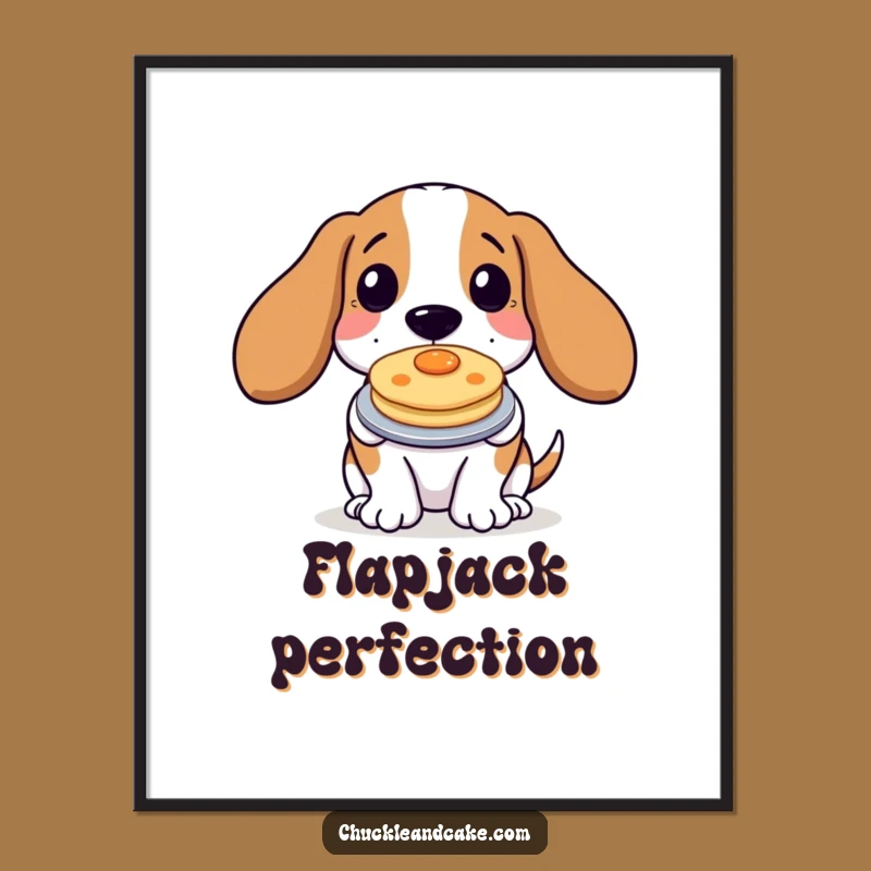 Funny Basset Hound Pancake Poster: Humorous Dog Art Print for Kitchen and Home Decor