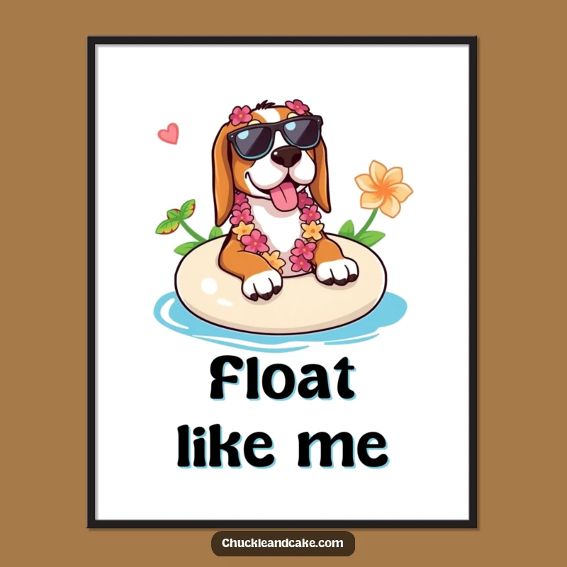 Funny Basset Hound Vacation Poster: Chill Dog Art Print Gift