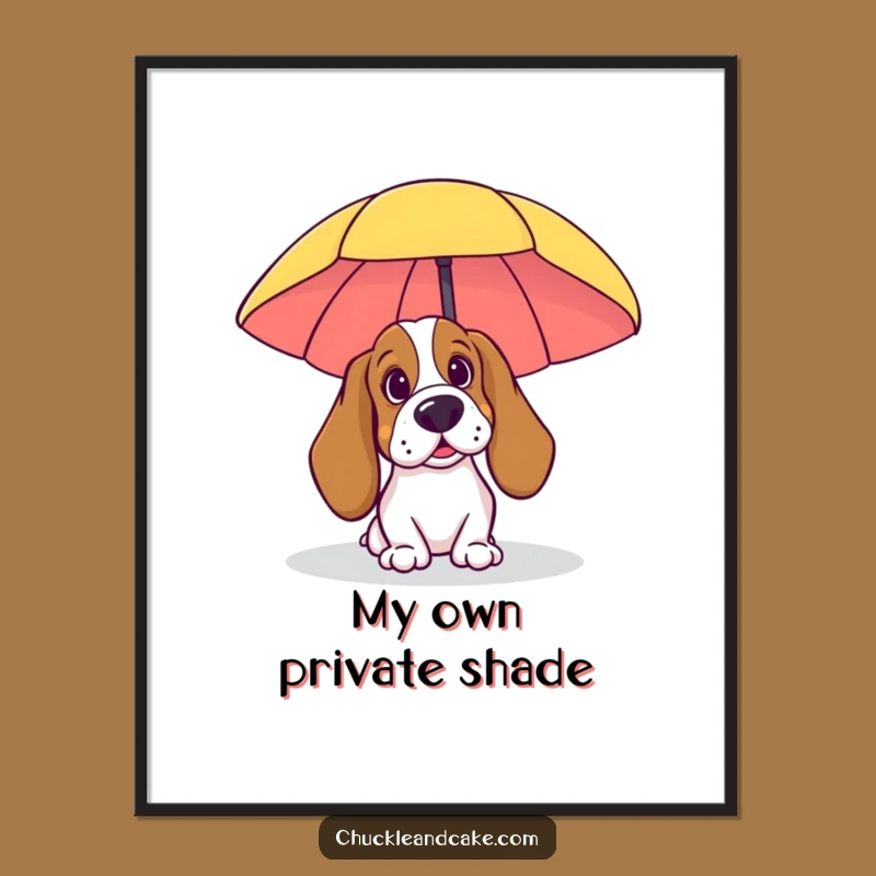 Funny Beach Basset Hound Poster: Peeking Pup Art, Vacation Decor
