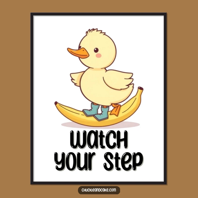Funny Duck Slipping Poster: Hilarious Cartoon Wall Art