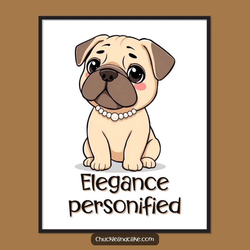 Funny Elegant Bullmastiff Poster - Pearl Necklace Art, Perfect Sophisticated Decor Gift