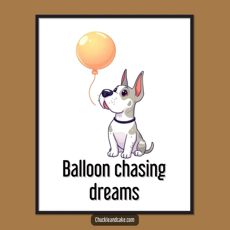 Funny Grand Dane Balloon Wonder Poster: Heartwarming Wall Art & Humorous Gift for Dog Lovers