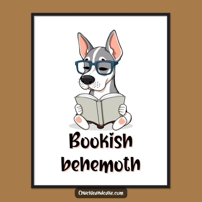 Funny Grand Dane Glasses Poster: Bookish Dane Wall Art, Hilarious Decor!