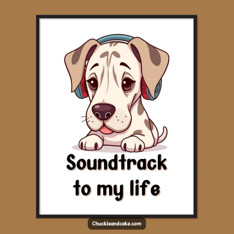 Funny Grand Dane Music Lover Poster: Cool Wall Art & Humorous Gift for Sound Enthusiasts