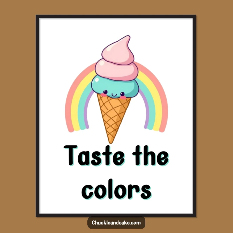 Funny Ice Cream Rainbow Poster: Cheerful Art for Vibrant Walls!