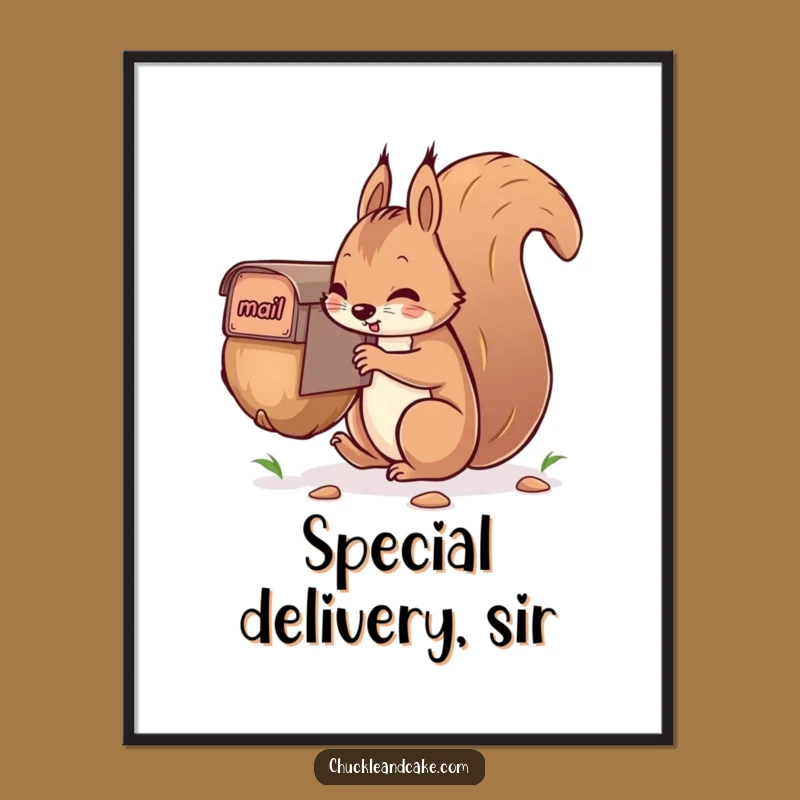 Funny Squirrel Poster: Hilarious Nut-Mailing Art for Wall Decor