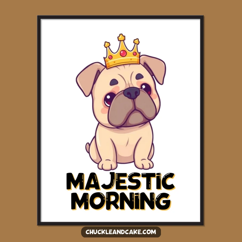 Funny Bullmastiff King Poster - Majestic Dog Crown Art, Humorous Wall Decor!