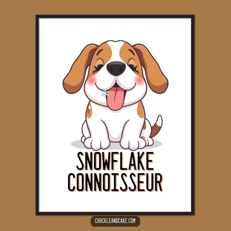 Funny Basset Hound Snowflake Poster: Joyful Dog Art, Perfect Funny Gift Wall Decor