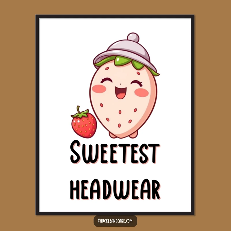 Funny Strawberry Hat Poster: Adorable Fruit Art for Cheerful Decor