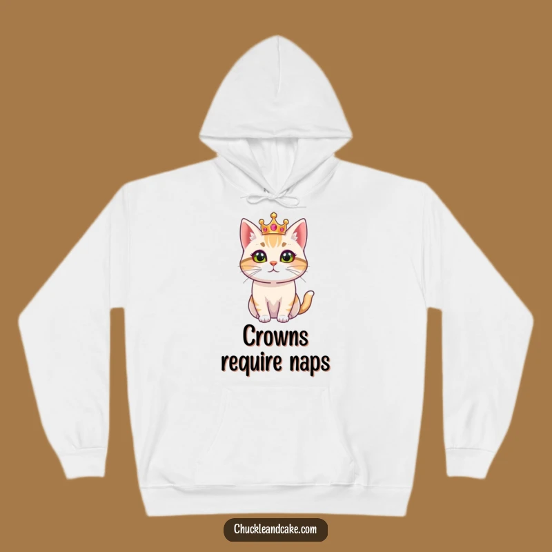 Cozy Funny Bobtail Cat Hoodie: Regal Monarch in Crown