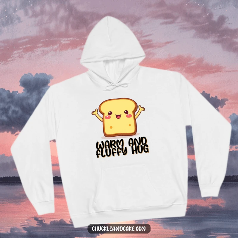 Funny hoodie with a piece of bread's arms flailing excitedly, offering cozy warmth and a dose of playful chaos.