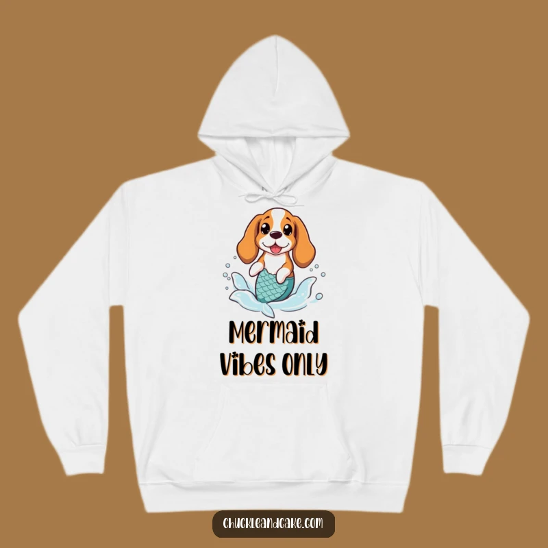 Cozy Funny Basset Hound Mermaid Hoodie - Whimsical Sea Dog Sweatshirt Gift
