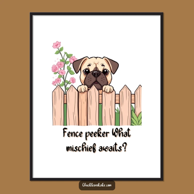 Free Printable Wall Art: Curious Bullmastiff Peeking Funny Dog Lover Downloadable Decor