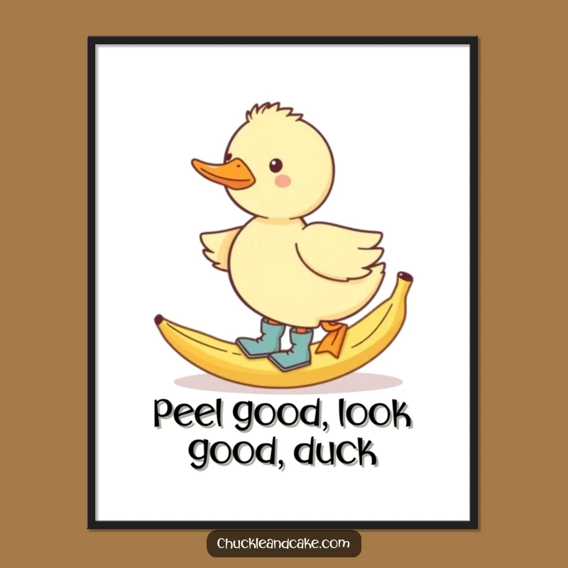 Free Printable Wall Art: Duck's Banana Peel Mishap - Funny Downloadable Art