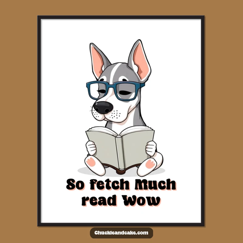 Free Printable Wall Art: Intellectual Grand Dane, Literary Decor Download