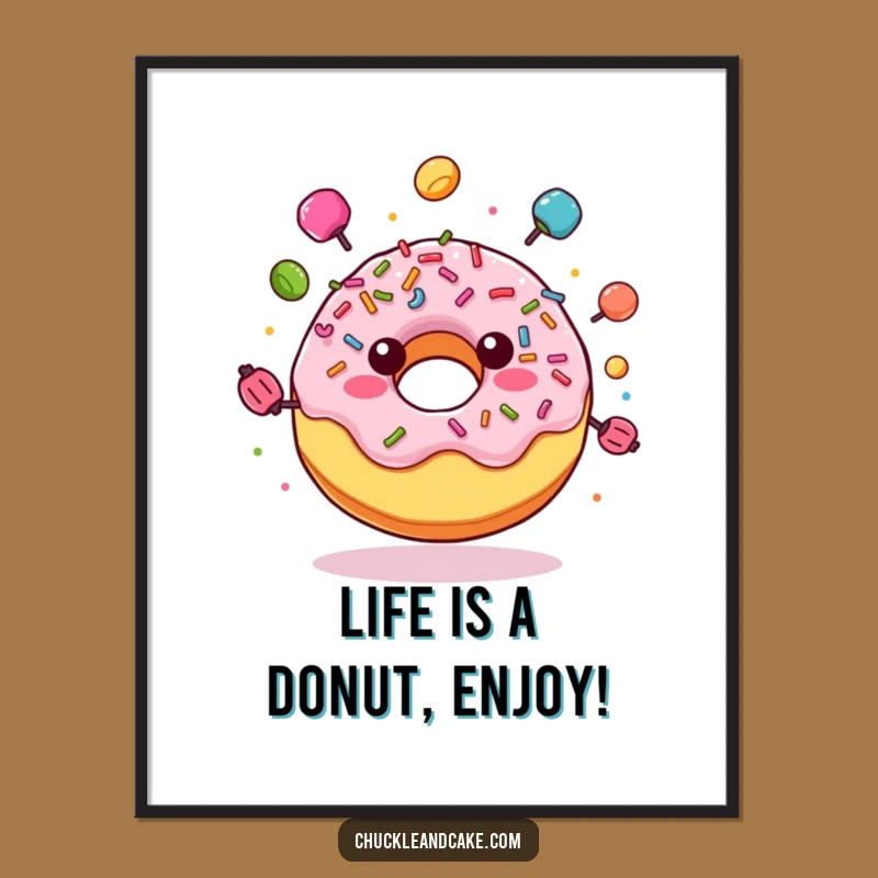 Free Printable Wall Art: Juggling Donut Design, Hilarious Downloadable Decor for a Sweet Space