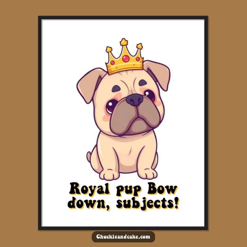 Free Printable Wall Art: Regal Bullmastiff Crowned Funny Dog Lover Downloadable Decor