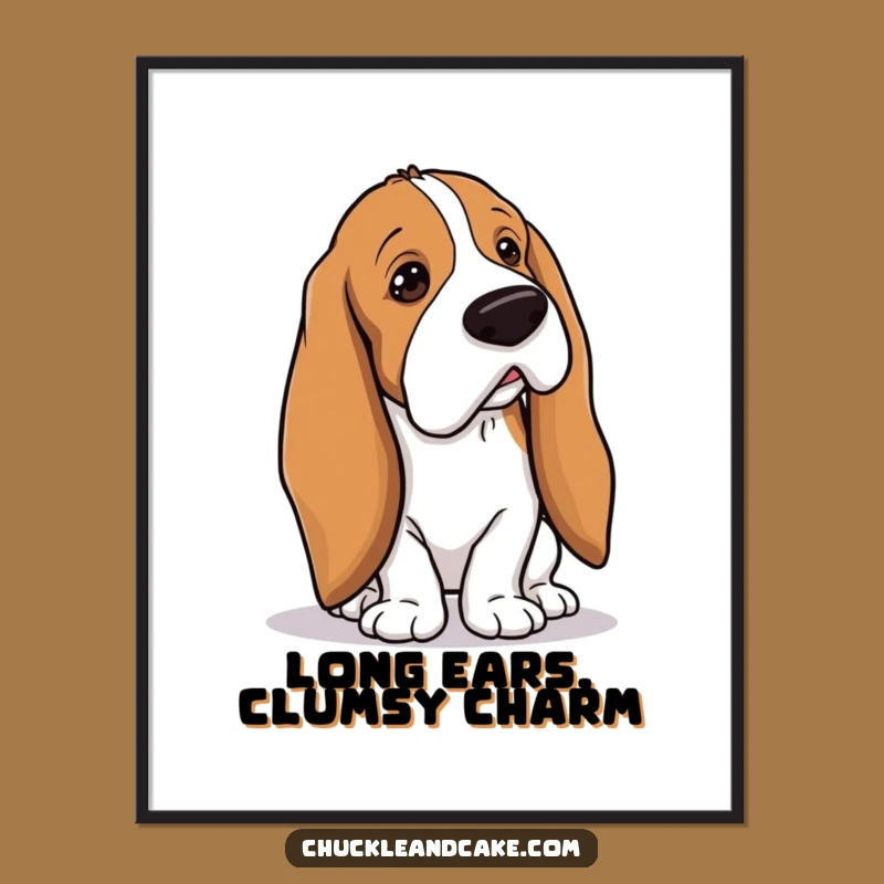 Free Printable Wall Art: Tripping Basset Hound - Funny Dog Decor, Downloadable Art