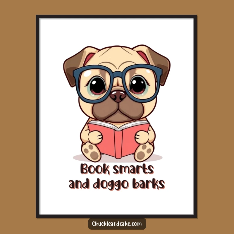 Free Printable Wall Art: Whimsical Bullmastiff Reading Book - Downloadable Funny Dog Art
