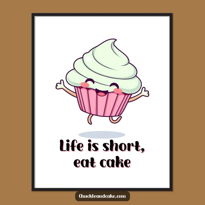 Funny Free Printable Wall Art: Jumping Cupcake Joyful Kids Decor Downloadable Art!