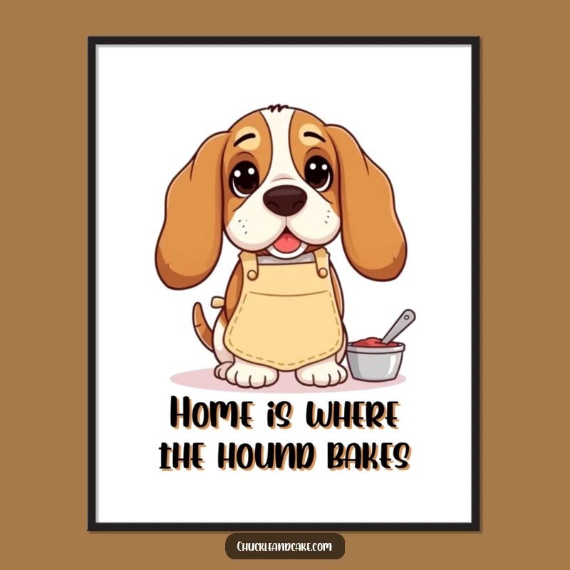 Free Printable Basset Hound Baker Art, Humorous Downloadable Wall Decor for Kitchen Lovers