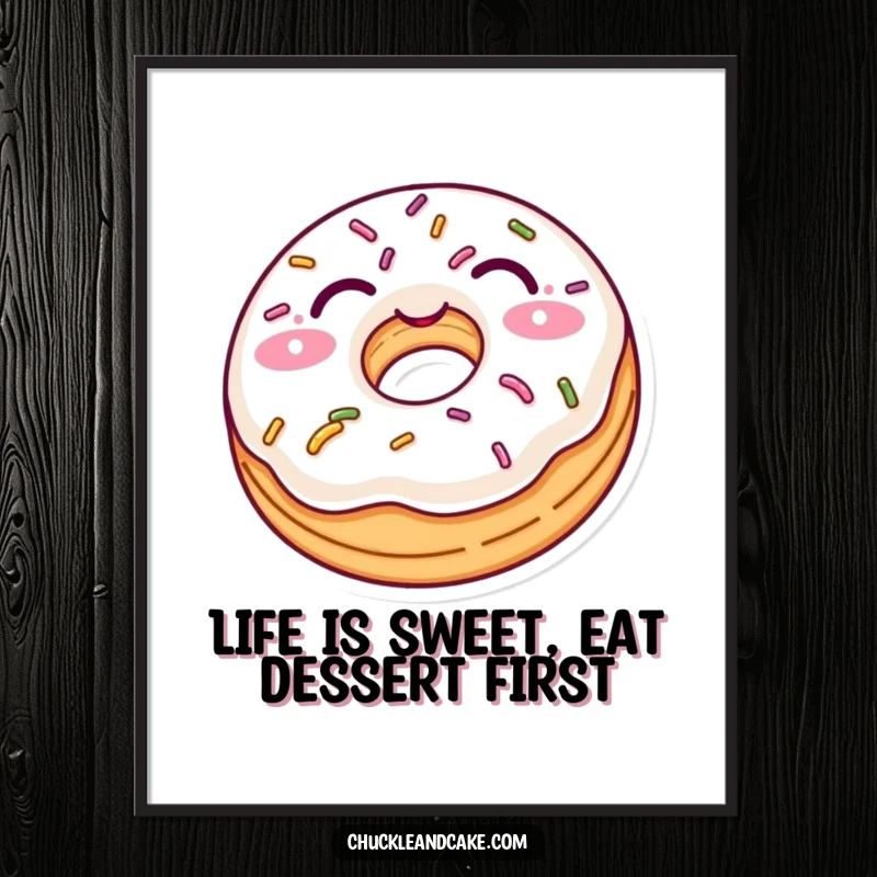 Funny Free Printable Wall Art: A delighted donut with sprinkles winks playfully, adding a cheerful and quirky vibe.