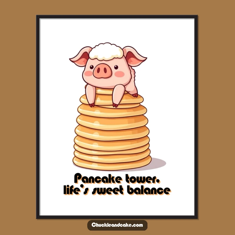 Free Printable Wall Art: Pig & Pancakes, Whimsical Downloadable Art