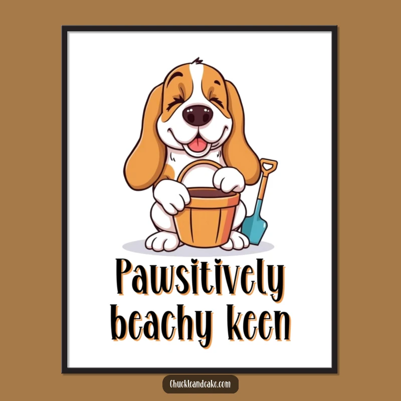 Funny Basset Hound Art: Free Printable Winking Pup Downloadable Wall Decor Gift