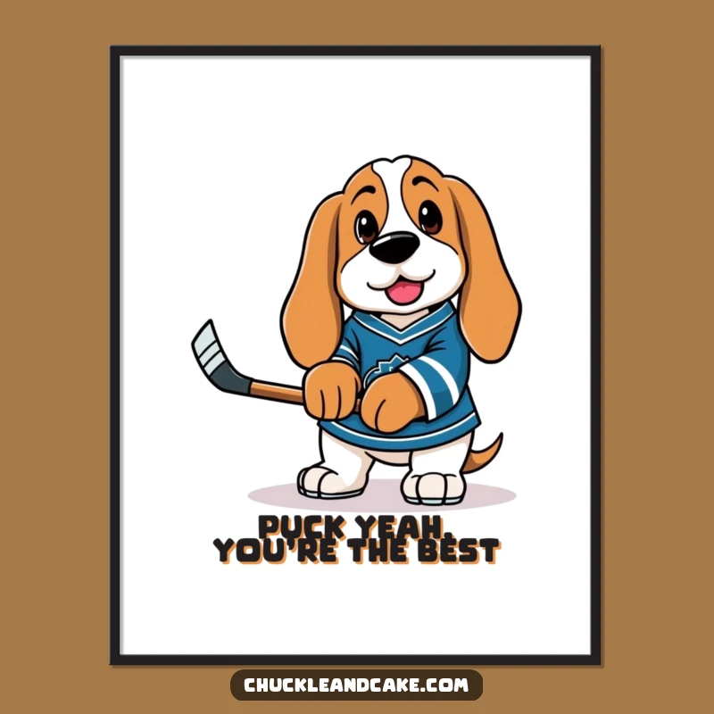 Funny Basset Hound Wall Art: Hockey Player Free Printable Downloadable Decor