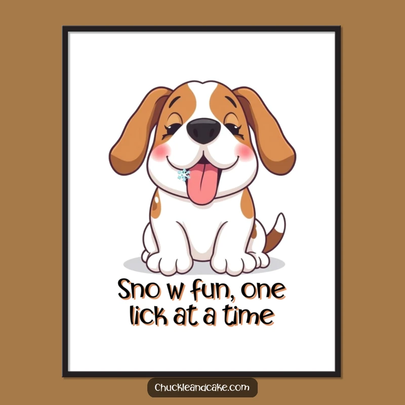 Free Printable Basset Hound Art: Snowy Delight Decor, Funny Downloadable Wall Art