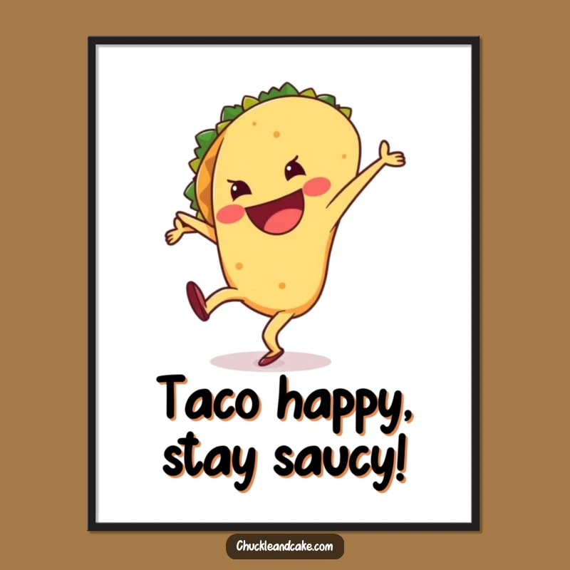 Free Printable Wall Art: Cartwheeling Taco, Hilarious Downloadable Decor for a Festive Space