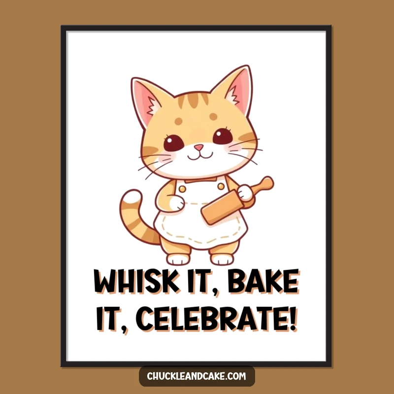 Free Printable Bobtail Cat Chef Wall Art: Baking Fun Downloadable Decor