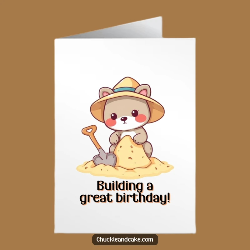 Free Printable Birthday Card: Funny Sandcastle Animal for a Hilarious Downloadable Gift