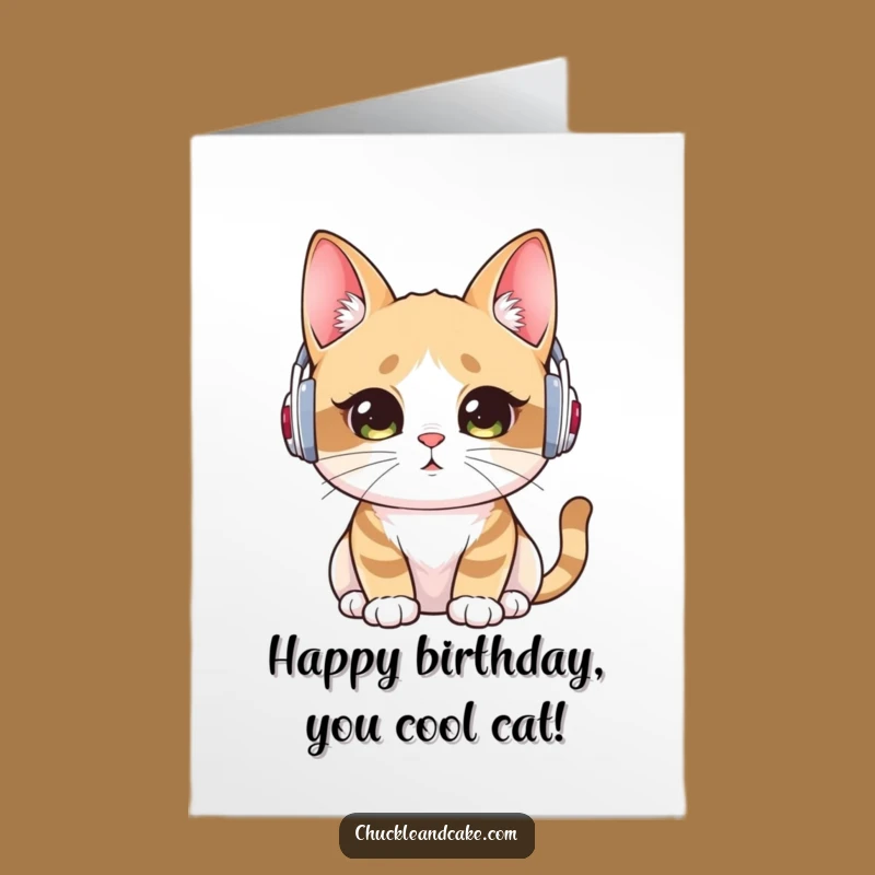 Free Printable Bobtail Cat Birthday Card: Funny Ear Warmers Gift, Instant Download
