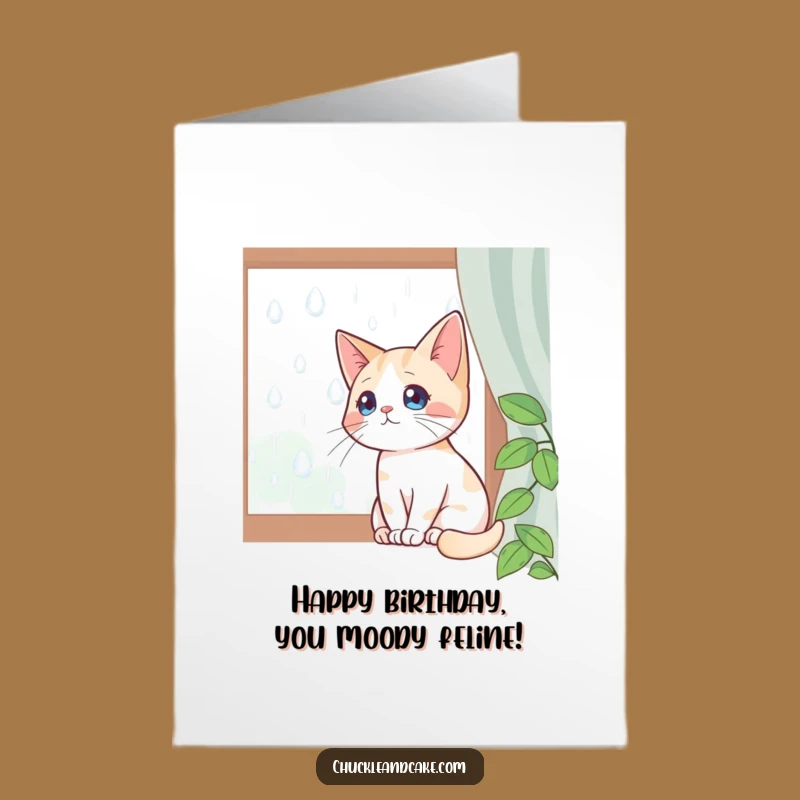Free Printable Rainy Day Cat Card: Funny Birthday Wishes for Cat Lovers