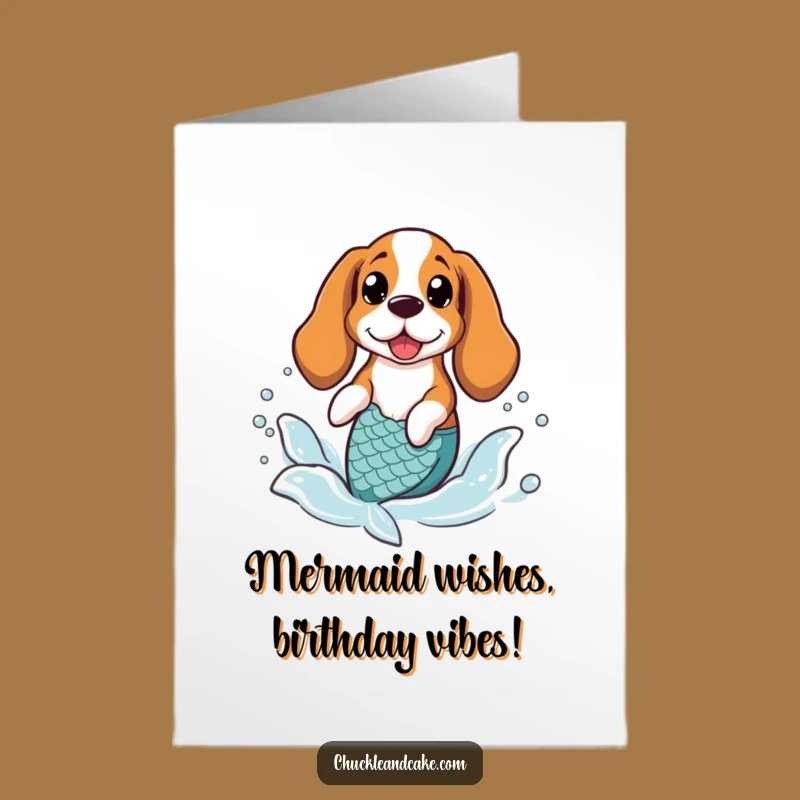Mermaid Basset Hound Birthday Card: Free Printable Splashy Pup Gift
